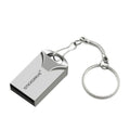 Metal USB drive with chain attachment showing lightning pattern design in black