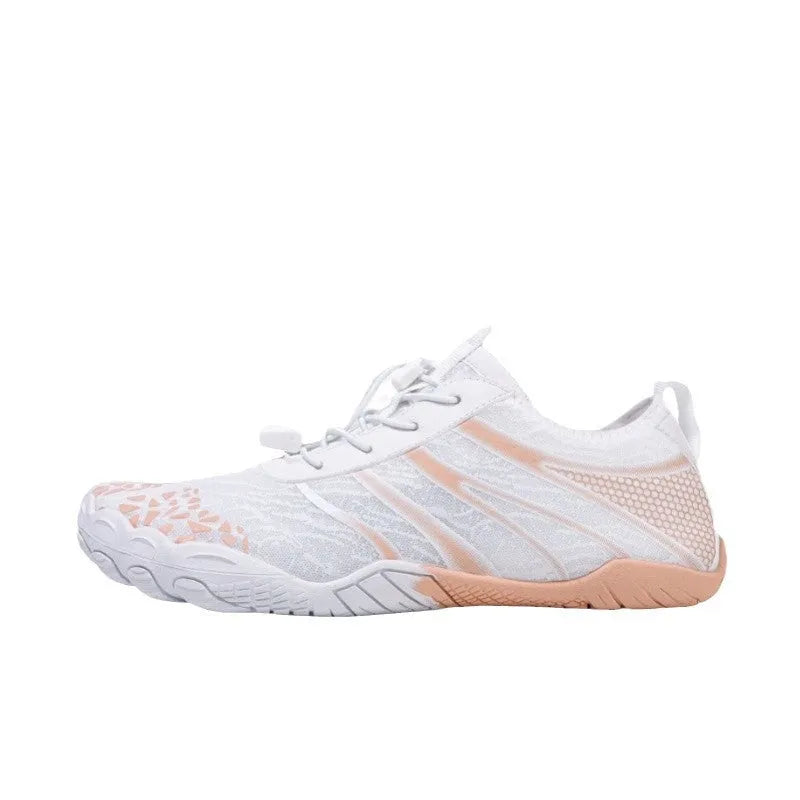 Lycra stretch fabric unisex running shoes for beach and upstream sports in multiple colours.