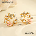 Colourful flower stud earrings with petal design in 18K stainless steel