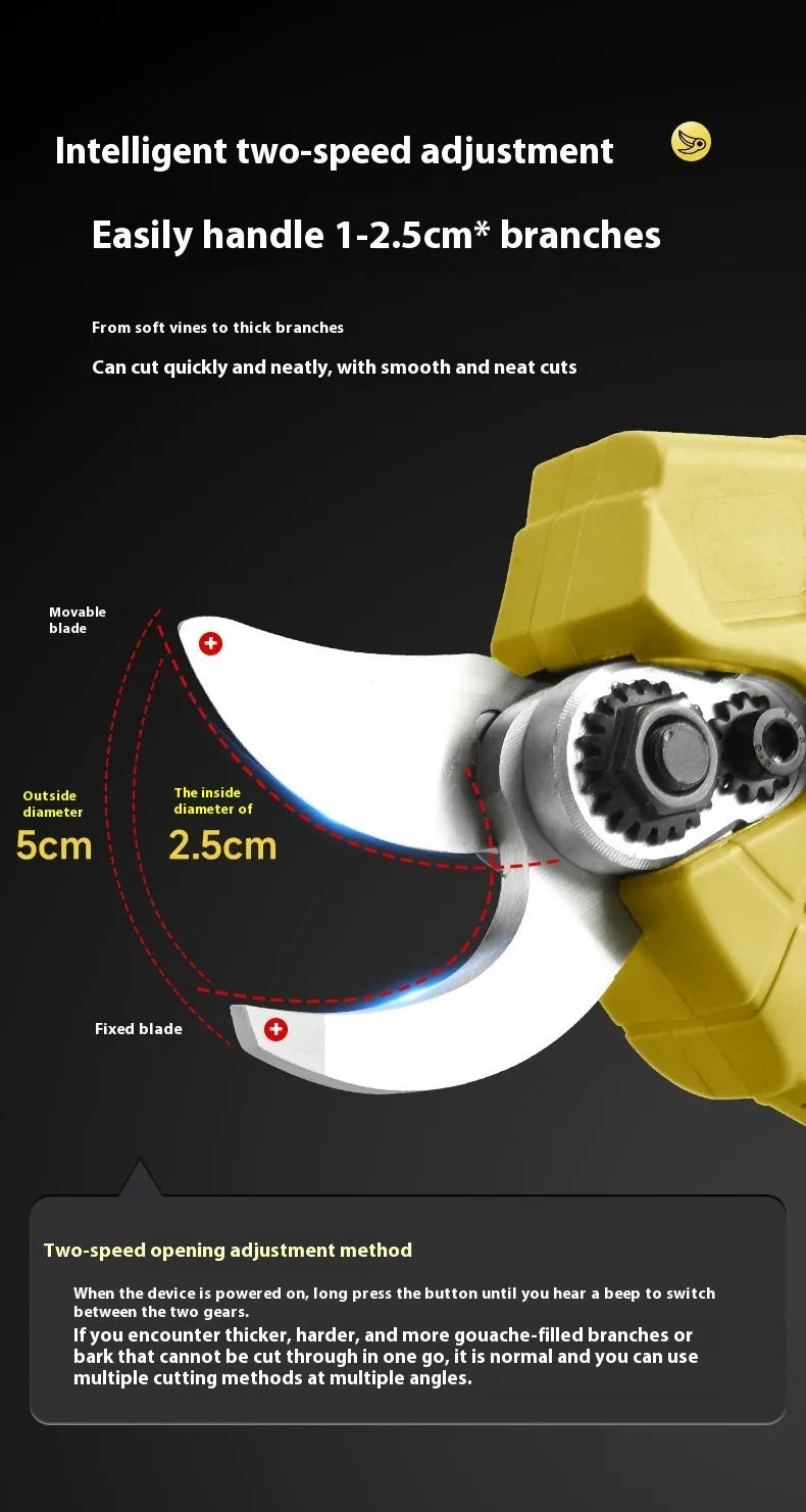 Electric pruning knife with lithium battery and brushless motor in plastic storage case