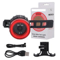 Black intelligent bicycle brake taillight with aluminum alloy frame and seat tube bracket.