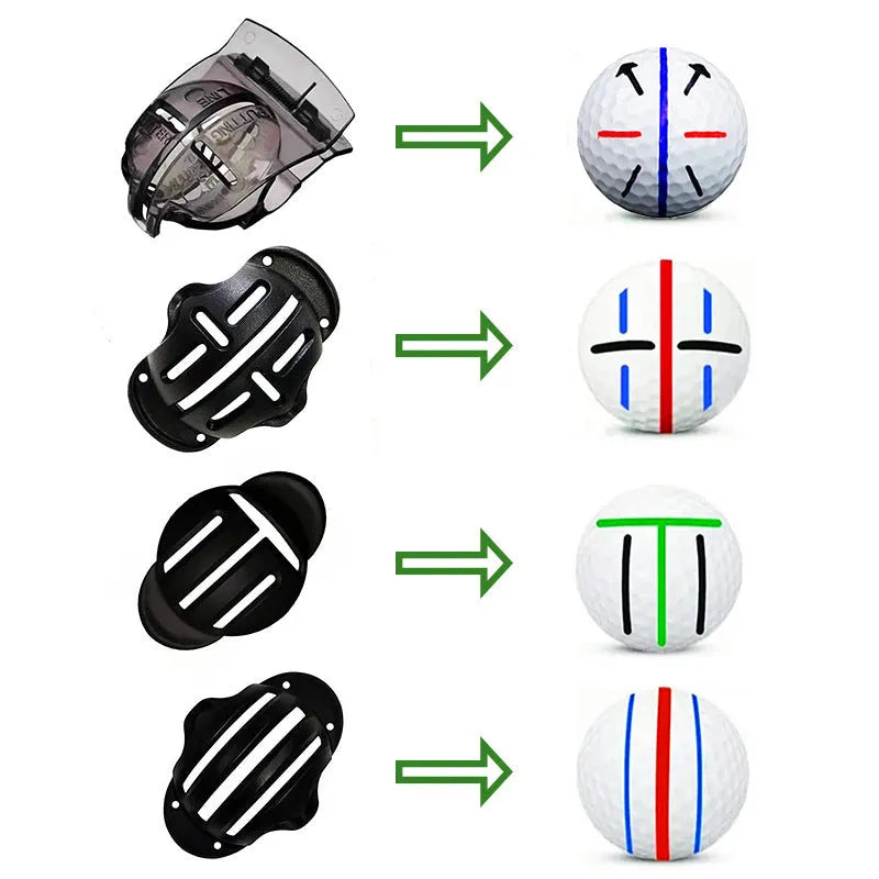 Golf putting alignment tool set with plastic scribers and drawing pens for practice