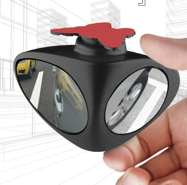 Rear view mirror double vision auxiliary mirror glass with ABS shell triangular black