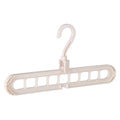 Plastic coat hanger with rotating hook in pink colour, showing length and height dimensions
