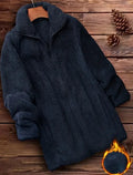 Double-sided velvet fleece jacket in black, navy blue, or khaki