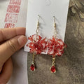 Red Spider Lily Manjushage women's earrings in red, gold, or red+gold resin floral design