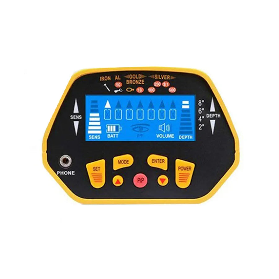 GC1028 black and yellow metal detector with LCD display and waterproof search coil