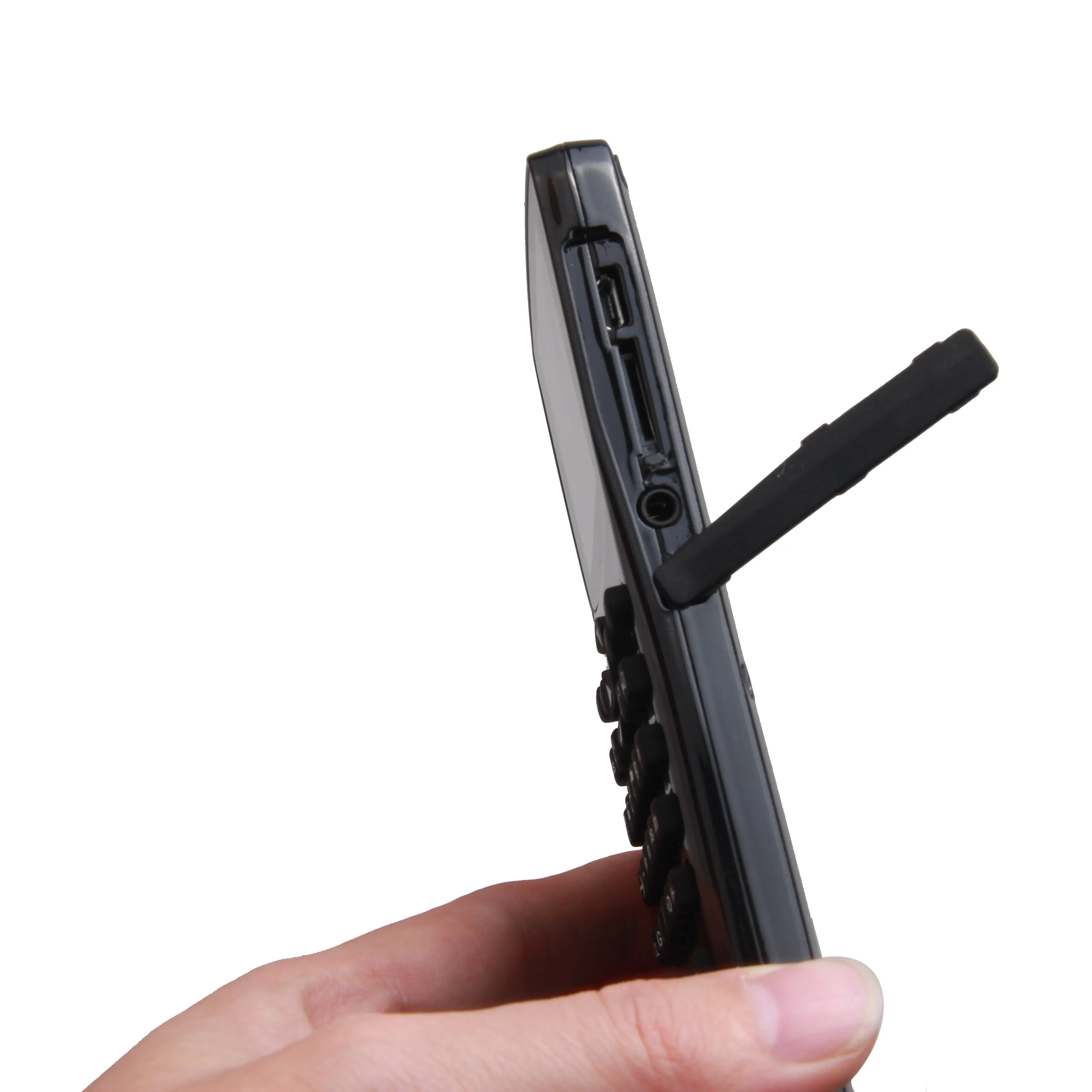 Black multifunctional e-book reader with 2.8cm screen showing multiple language options and media functions