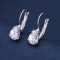Women's drop-shaped copper earrings with gem inlay in gold and platinum colour options