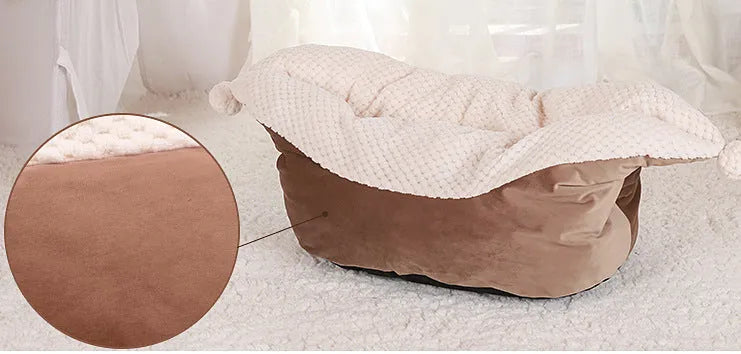 Cloth boat nest cat bed for small and medium pets in peacock blue, gray or gray pink