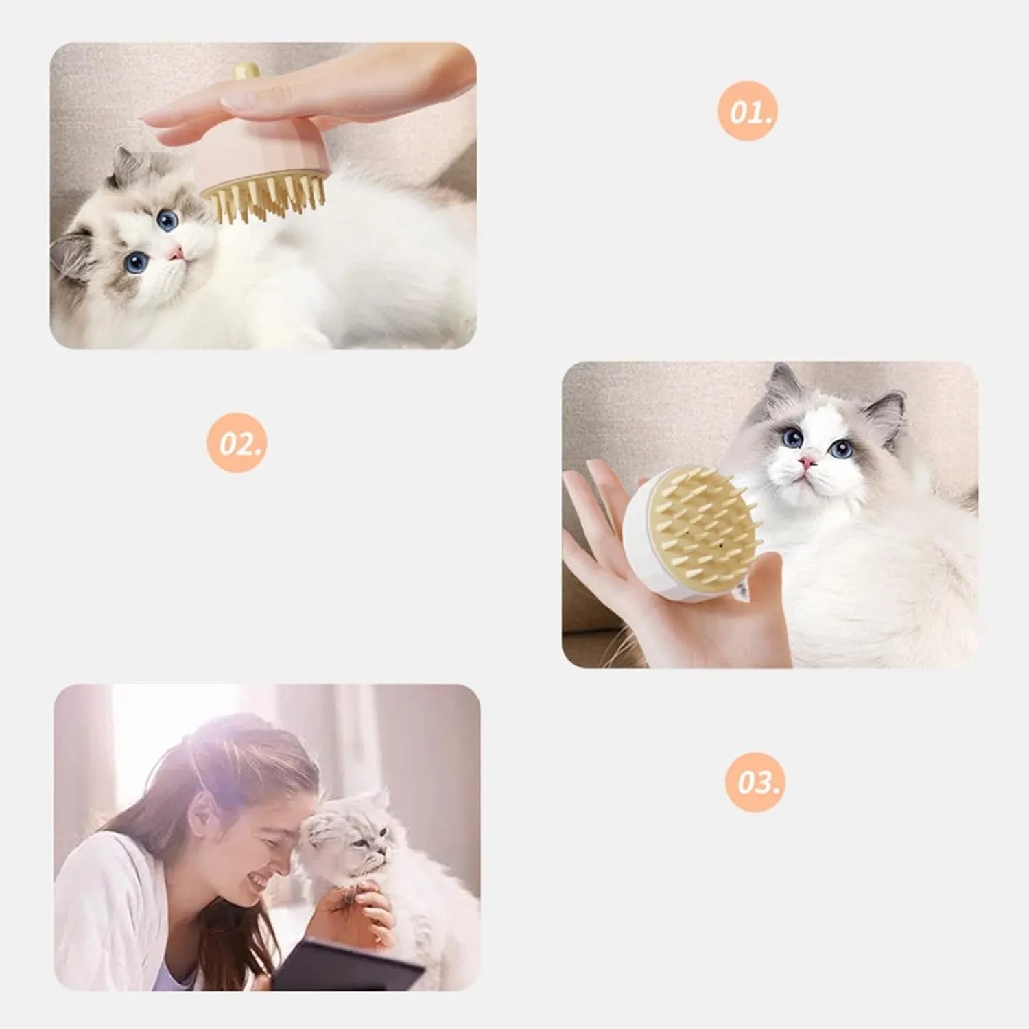 Green pink white pet bath massage brush with drainage holes for dogs and cats grooming