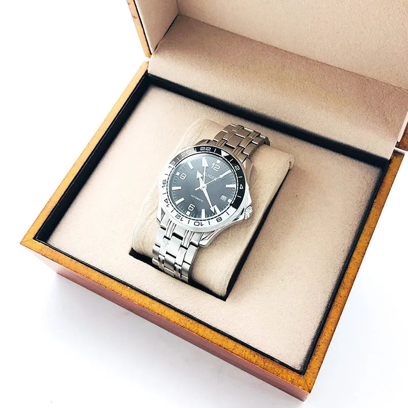 Sports luminous mechanical men's watch with sapphire steel strap and 41mm dial
