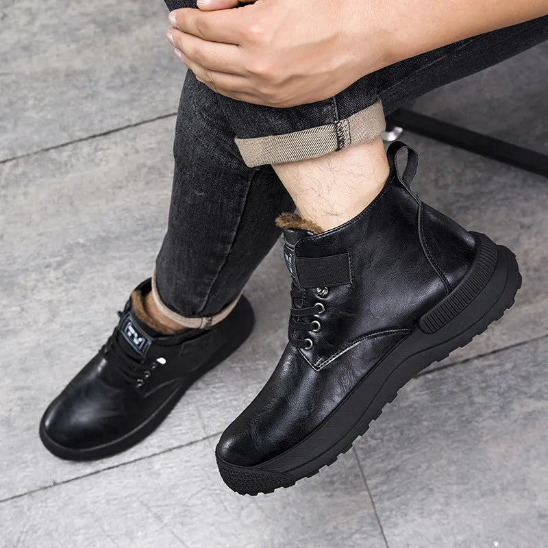 Martin Boots men's high-top platform ankle boots with velvet-effect artificial PU upper and rubber sole