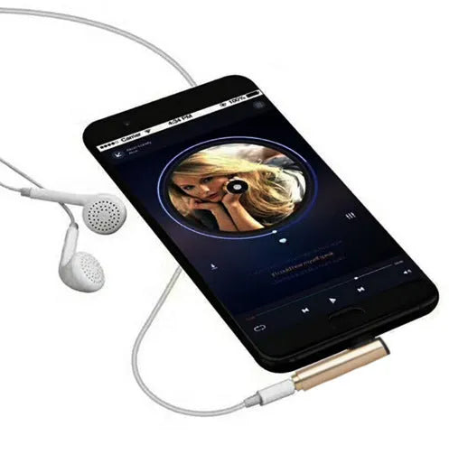2-in-1 Type-C audio charging adapter cable with aluminium alloy shell and elbow design in black