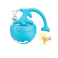 USB electric cat teasing ball with fish bone shaped roller and teasing stick attachment in blue colour