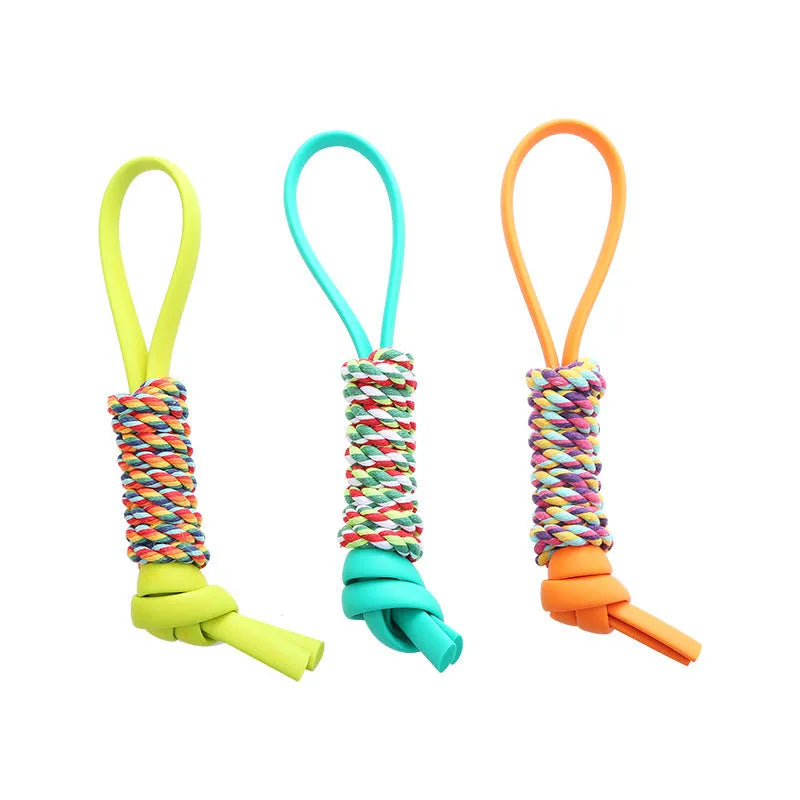 Dog chewing on a TPR orange chew toy designed for dental cleaning and bite resistance
