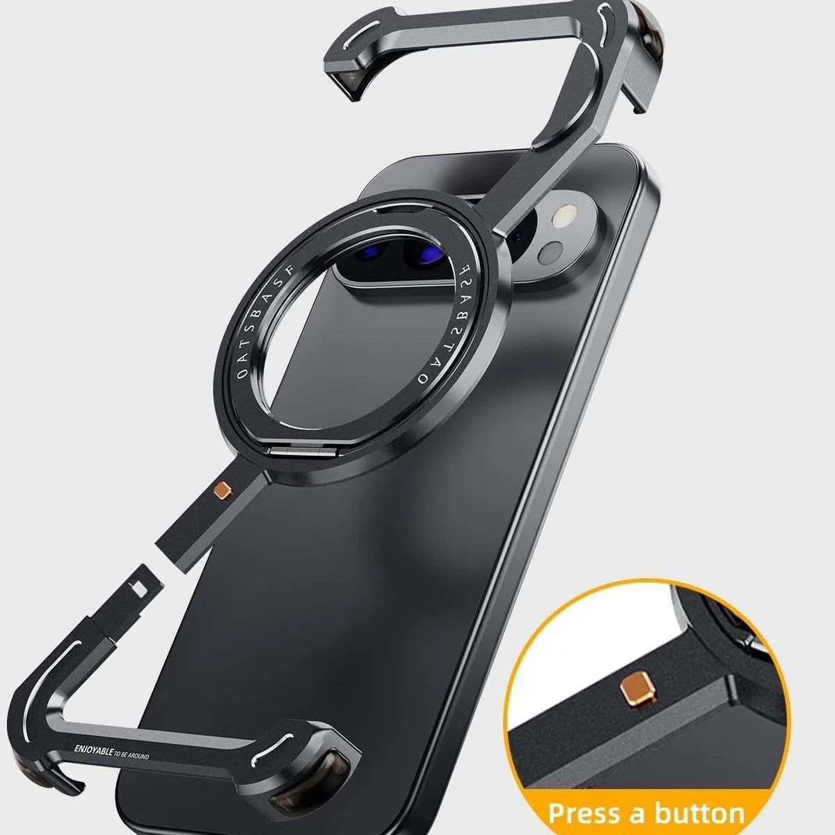 Black metal hollow magnetic rotating bracket phone case for Google Pixel 9 Pro
