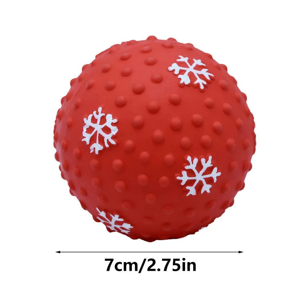 Red and green dog toy balls with squeaker and air vents 7cm for small medium dogs
