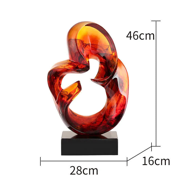 Transparent resin craft ornament in modern design available in orange red or blue colour