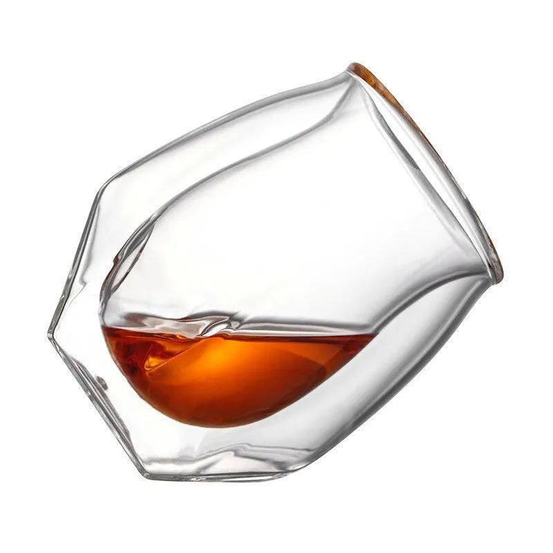 180ml handmade double glazed borosilicate whiskey glass with thermal insulation
