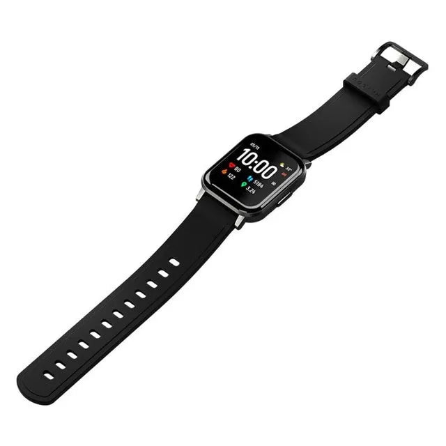 Black waterproof smart fitness bracelet with 1.4-inch touch screen on silicone strap