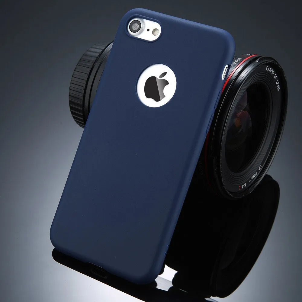 Candy colour soft silicone TPU back cover case for iPhone on a table