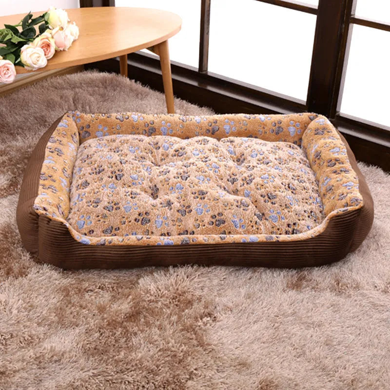Soft plush dog bed in beige colour showing sofa kennel design with enclosed sides
