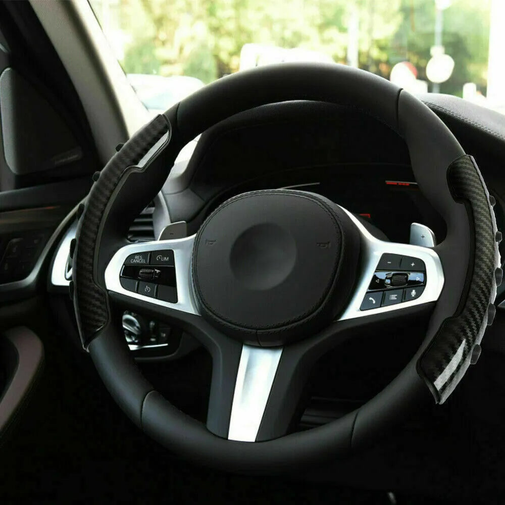 Carbon fibre black anti-skid steering wheel sleeve for 38cm diameter