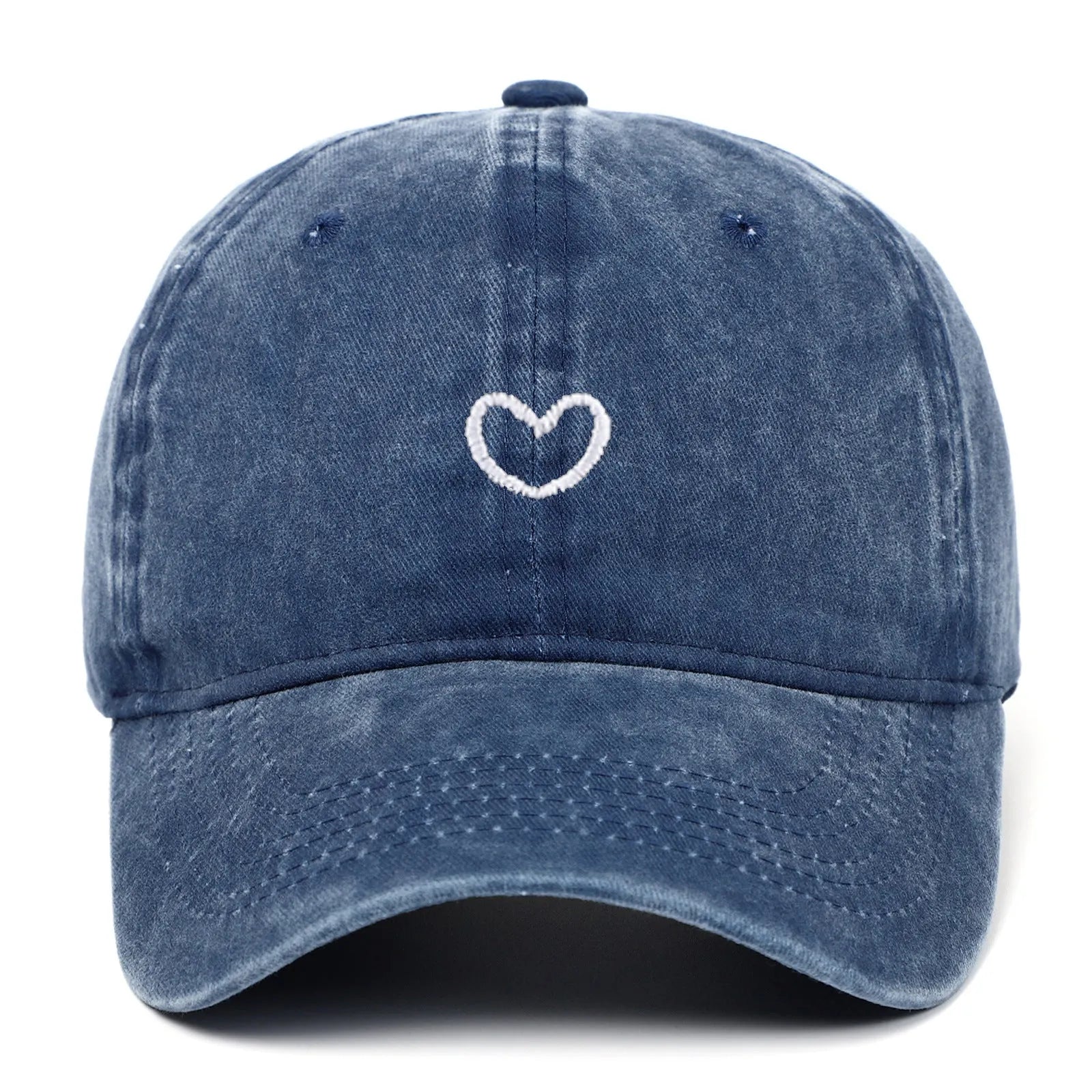 Cotton baseball cap with small love embroidery in adjustable size for sun protection