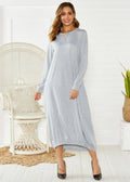 Black lantern dress with lace-up crew neck and loose long silhouette