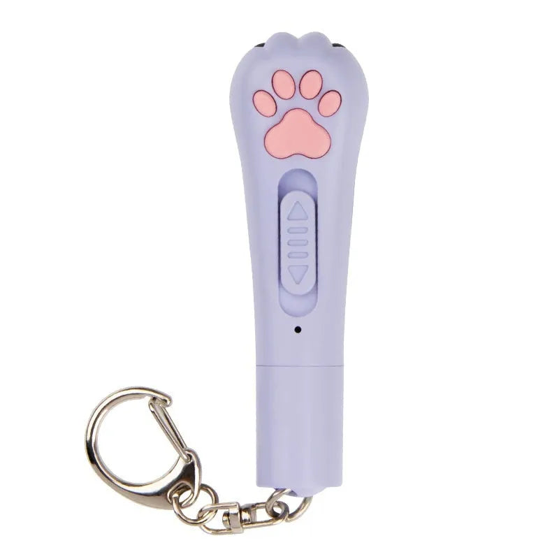 Infrared cat teasing stick toy showing multiple colour options and laser light patterns for pet play.