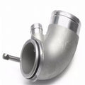 Red aluminium alloy 90-degree turbocharger elbow pipe for modified car engine bay