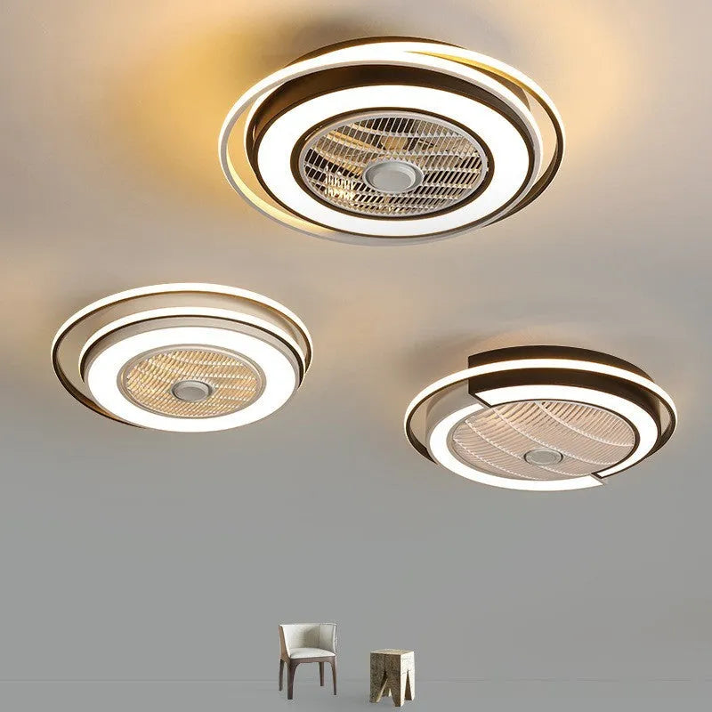 55cm Nordic LED ceiling fan light in black white with acrylic diffuser and ABS fan blades for bedroom or dining room