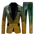 Men's gradient sequin suit set in slim fit polyester, coat and trousers, available in multiple colours