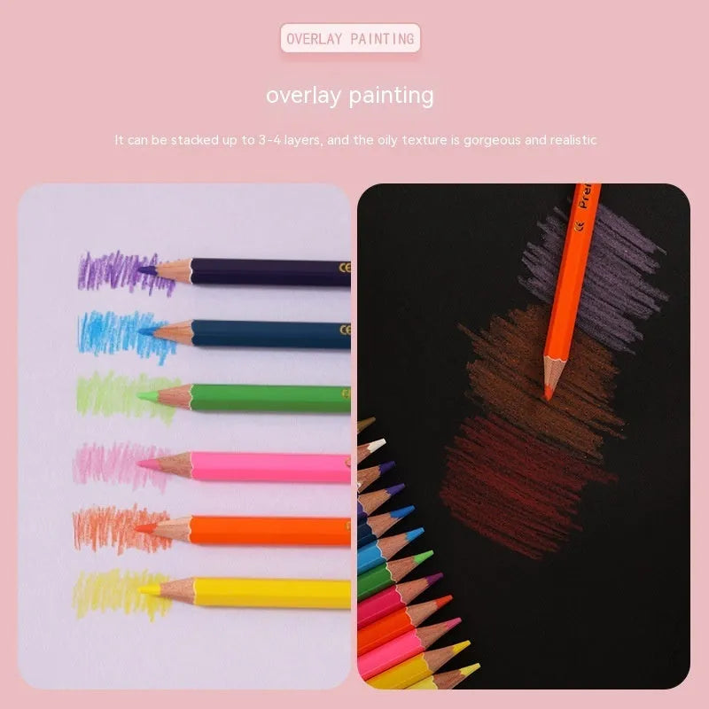 Wooden colour pencil set with double head brush tips in 12 or 24 colour options
