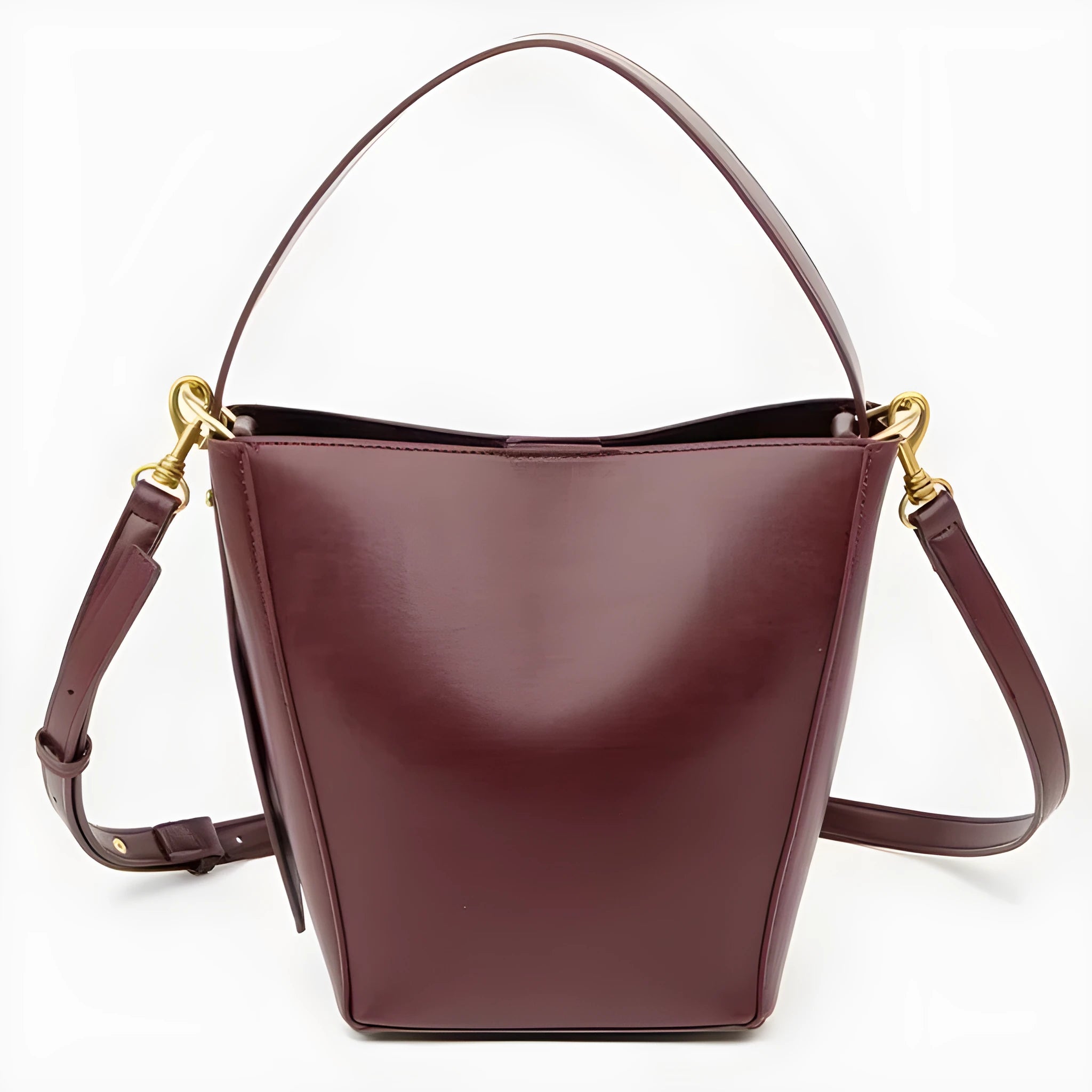 New Springsummer urban minimalist crossbody shoulder bag bucket style in black PU with front pocket
