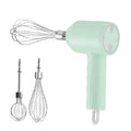 Portable mini wireless electric egg beater with USB rechargeable handheld food mixer and 3 speed settings in green