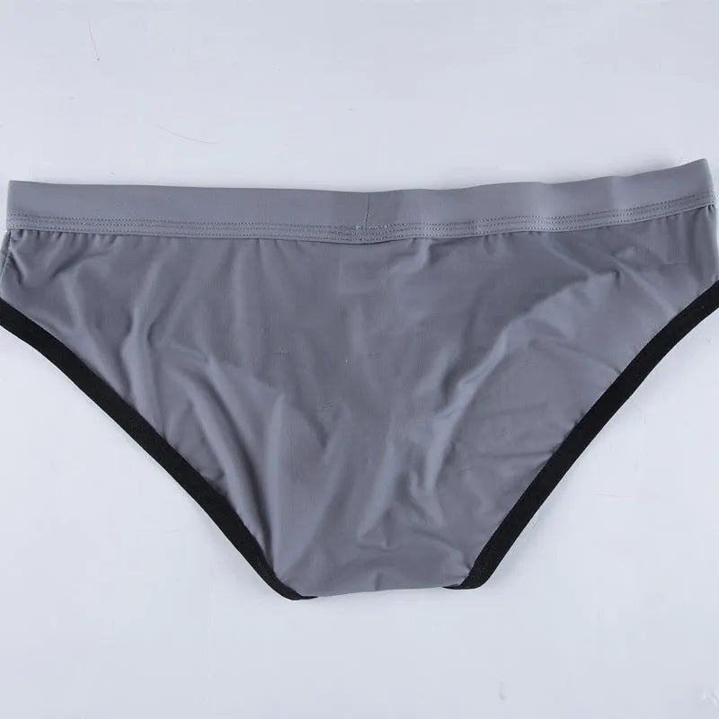 Men's ice silk briefs with bullet separation pouch in Army Green colour