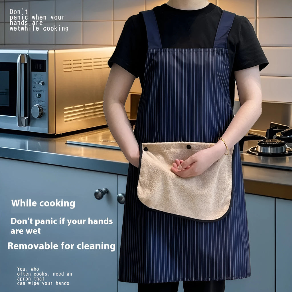 Polyester composite waterproof kitchen apron with free-size fit