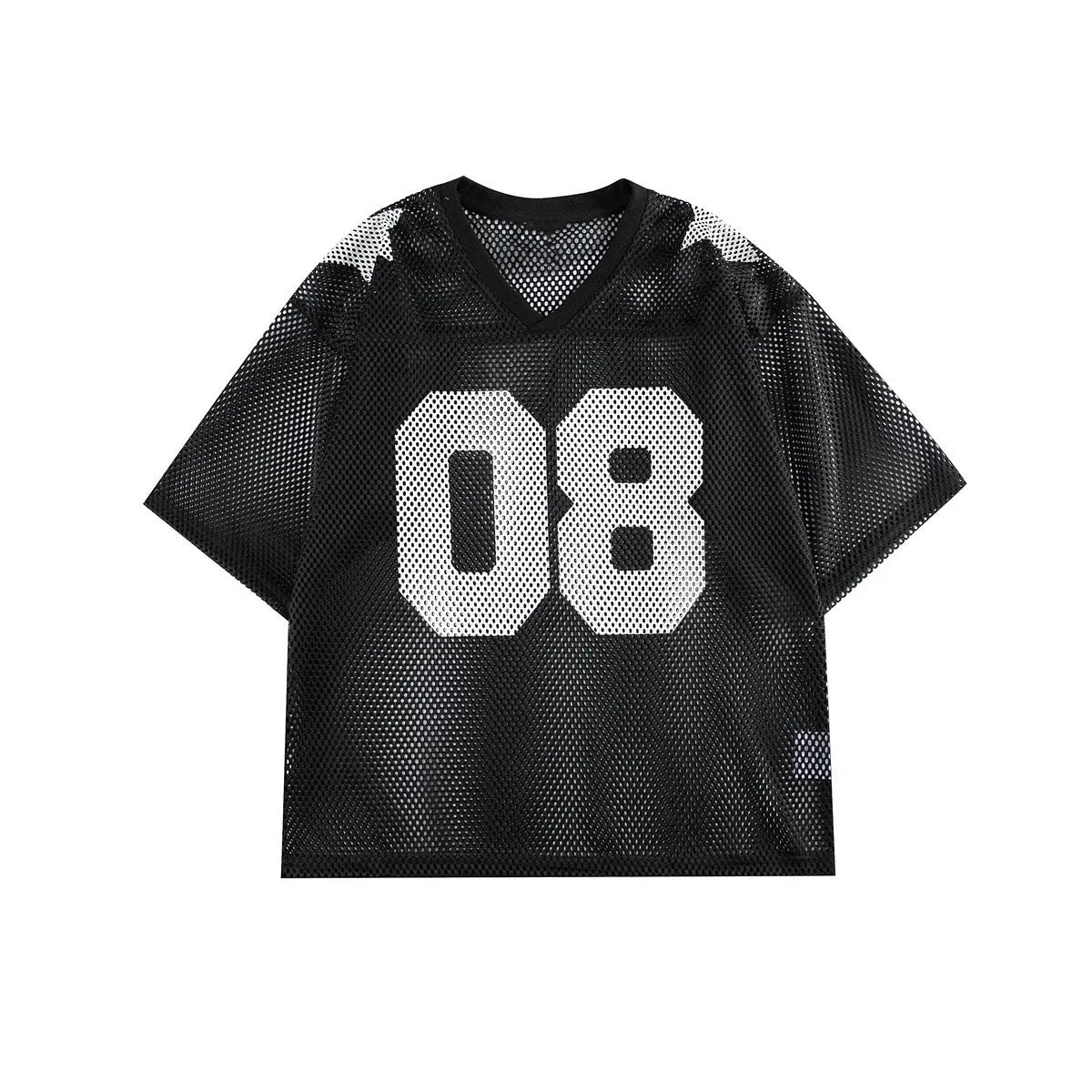 Black and navy blue half sleeve polyester shirt with loose pullover design