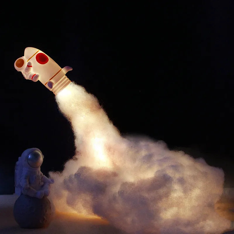 DIY astronaut rocket LED night light kit with string lights and assembly components for desktop decoration