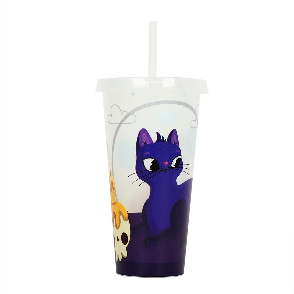 720ml Halloween plastic sippy cup with luminous straw in assorted colours