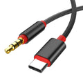 Nylon braided audio cable with 3.5mm connectors for car headphone connection