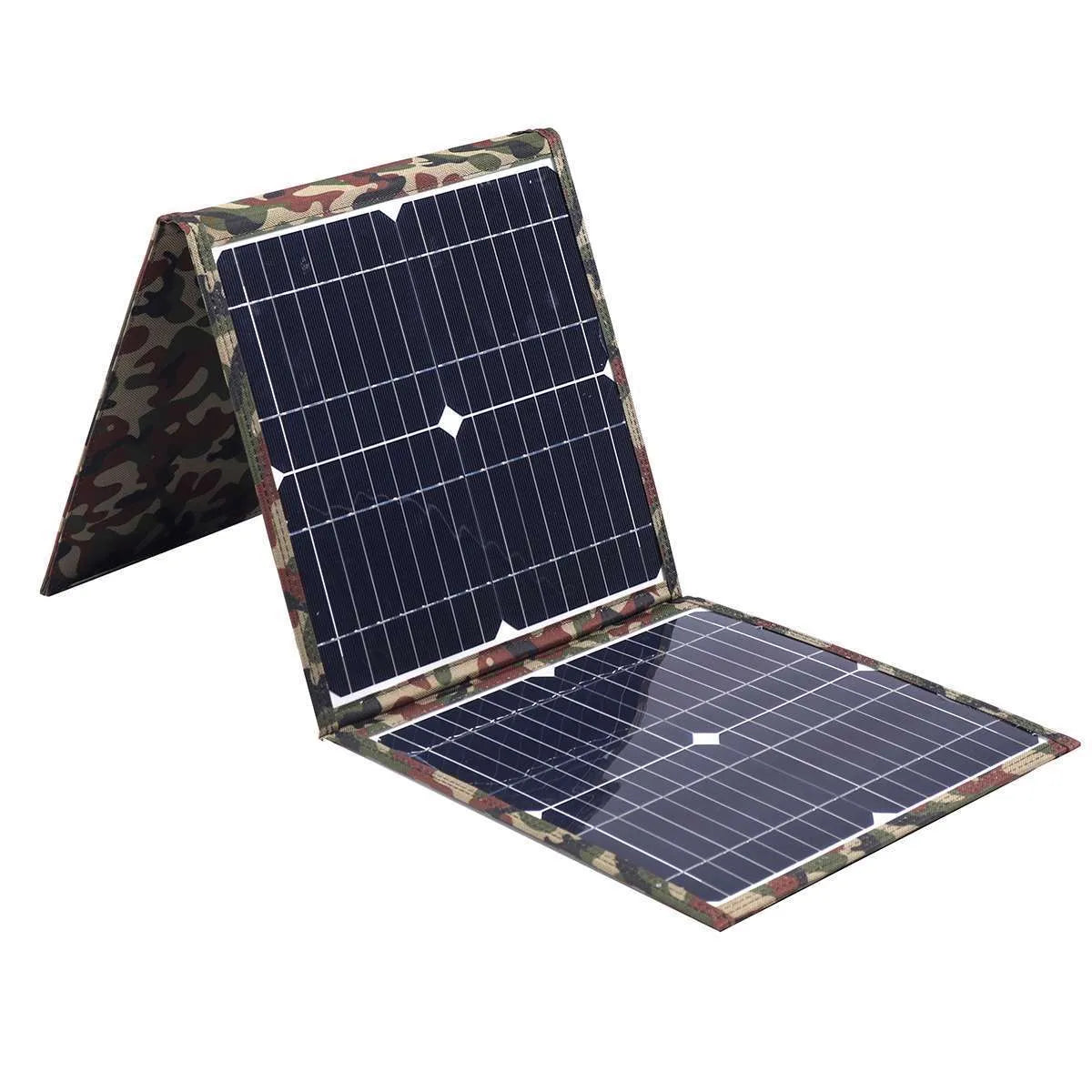 Black foldable 36W solar panel with car charger and accessories for outdoor power