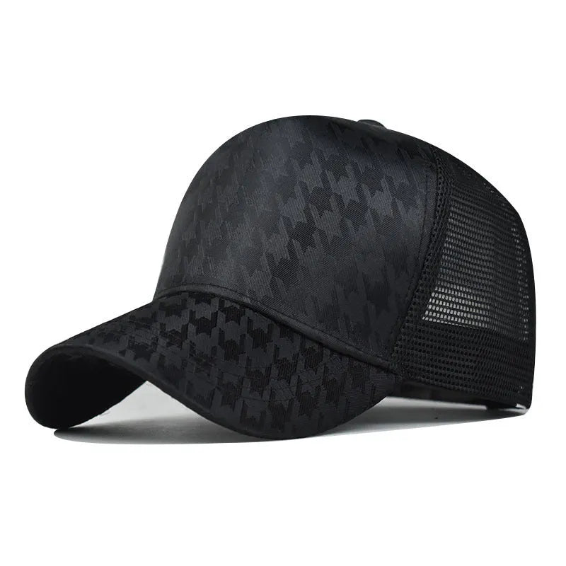Woolen houndstooth baseball cap for men and women, M size 56-58cm, black colour, plaid pattern