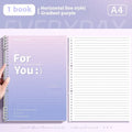 Removable coil gradient notebook with PP cover in green, blue, pink, or purple colour options