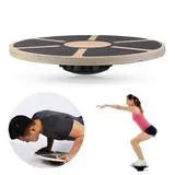 Anti-skid wooden balance board with matte finish, 39.5cm diameter, light green colour, on a gym floor