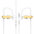 Sport running earbuds with black and blue ear hook design and silicone tips