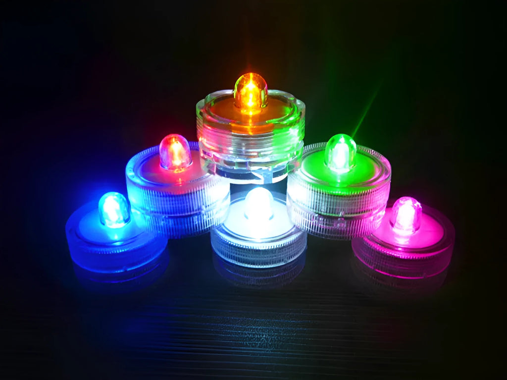 LED waterproof candle light electronic candle set of 12 with 7 colours plum and round styles