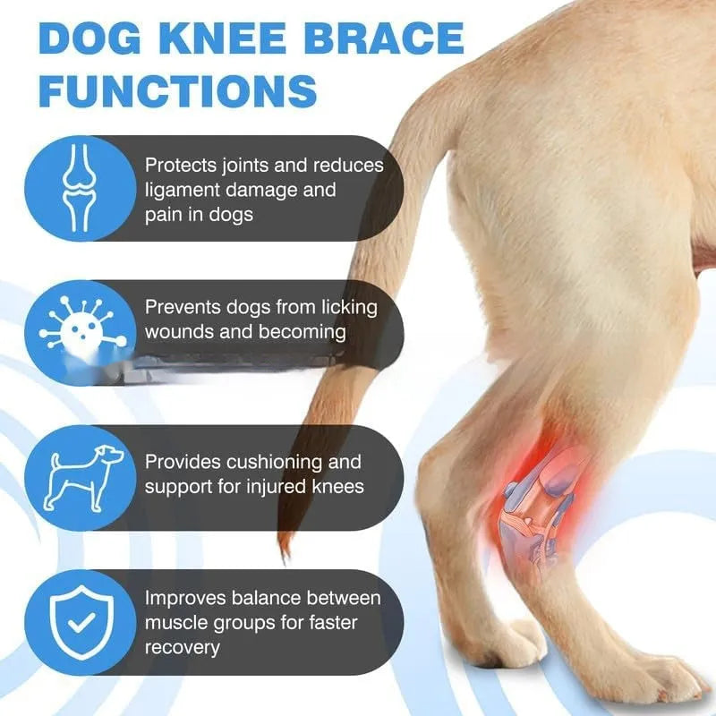 Black polyester dog leg guard or knee brace for ACL and joint injury support.